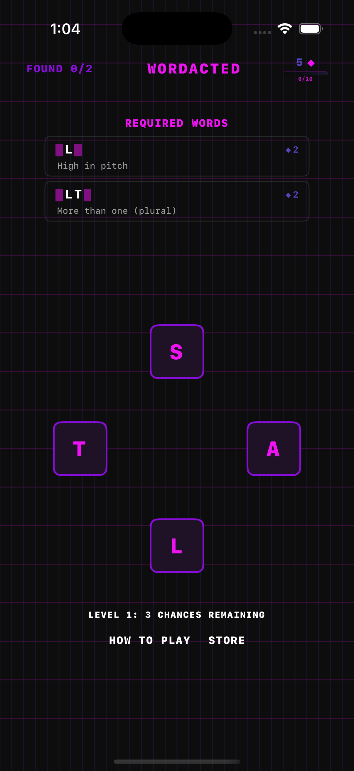 Wordacted gameplay screen 6